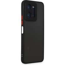 Denza Case Vivo Y35 Kılıf Kenarları Renkli Mat Kapak - Siyah