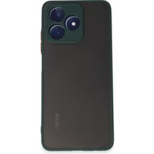 Denza Case Realme C53 Kılıf Kenarları Renkli Mat Kapak - Yeşil