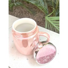 Steplanner Kapağı Sulu Kupa Mug Pembe
