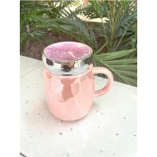 Steplanner Kapağı Sulu Kupa Mug Pembe
