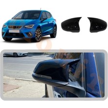 Oto h.i.t. Seat Ibiza Mk5 Yarasa Ayna Kapağı Batman Ayna Parlak Siyah Tam Uyum