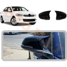 Oto h.i.t. Citroen C Elyse Yarasa Ayna Kapağı Batman Ayna Parlak Siyah Tam Uyum
