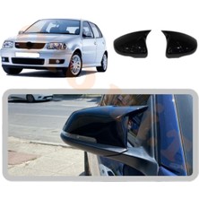 Oto h.i.t. Volkswagen Polo 6n2 Yarasa Ayna Kapağı Batman Ayna Parlak Siyah Tam Uyum
