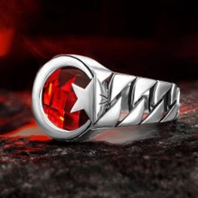 Takı925 Zirkon Taşlı Ay Yıldız Model 925 Ayar Gümüş Yüzük