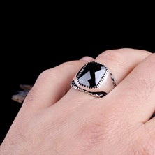 Takı925 Siyah Zirkon Taşlı Model 925 Ayar Gümüş Erkek Yüzük