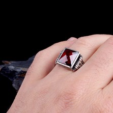 Takı925 Kırmızı Renk Zirkon Taşlı 925 Ayar Gümüş Yüzük