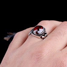 Takı925 Örgü Model Zirkon Taşlı 925 Ayar Gümüş Erkek Yüzük