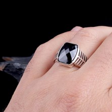 Takı925 Siyah Renk Zirkon Taşlı 925 Ayar Gümüş Yüzük