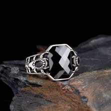 Takı925 Siyah Renk Zirkon Taşlı Damla Model Gümüş Yüzük