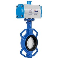 Unox Dn 100-4"ÇIFT Etkili Pnömatik Aktüatörlü Wafer Tipi Kelebek Vana Paslanmaz AISI304KLAPE