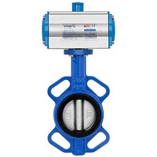 Unox Dn 100-4"ÇIFT Etkili Pnömatik Aktüatörlü Wafer Tipi Kelebek Vana Paslanmaz AISI304KLAPE