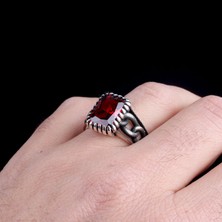 Takı925 Zirkon Taşlı Örgü Model 925 Ayar Gümüş Erkek Yüzük