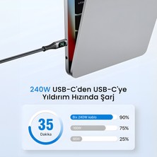 Bix BXCC244 Usb4 Thunderbolt 4/3 Uyumlu Pd 240W 40GBPS 8k 60Hz Ultra Hd Dijital Ekran Göstergeli Şarj, Data ve Görüntü Kablosu 1 Metre