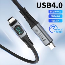Bix BXCC244 Usb4 Thunderbolt 4/3 Uyumlu Pd 240W 40GBPS 8k 60Hz Ultra Hd Dijital Ekran Göstergeli Şarj, Data ve Görüntü Kablosu 1 Metre