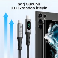 Bix BXCC244 Usb4 Thunderbolt 4/3 Uyumlu Pd 240W 40GBPS 8k 60Hz Ultra Hd Dijital Ekran Göstergeli Şarj, Data ve Görüntü Kablosu 1 Metre