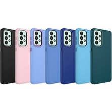 Gökmen Aksesuar Galaxy A73 Kılıf Metal Çerçeve ve Buton Tasarımlı Silikon Zore Luna Kapak-Lavendery Gray