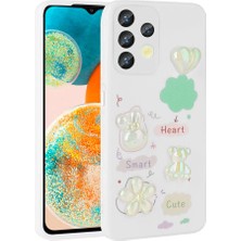 Gökmen Aksesuar Galaxy A13 4g Kılıf Kabartma Figürlü Parlak Zore Toys Silikon Kapak-Beyaz