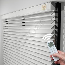 Jaluzi By Euro216  Ahşap Jaluzi Perde 50 mm GERÇEK AHŞAP Motorlu / Kumandalı  BEYAZ Renk