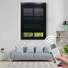 Jaluzi By Euro216  Ahşap Jaluzi Perde 50 mm GERÇEK AHŞAP Motorlu / Kumandalı  ANTRASİT Renk