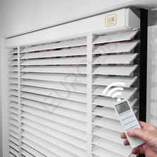 Jaluzi By Euro216  Ahşap Jaluzi Perde 50 mm GERÇEK AHŞAP Motorlu / Kumandalı Kurdeleli BEYAZ Renk