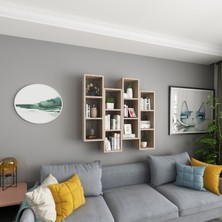 Dekormer Design Kitaplık Mobilya Duvar Rafı Salon Aynı Renk 4 Lü Takım Cordoba