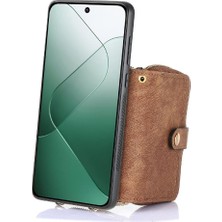 GX Boutique Xiaomi 14 Için Kılıf Standı 7 Kart Yuvaları Ayarlanabilir Kordon Premium Deri (Yurt Dışından)