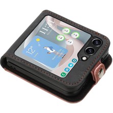 GX Boutique Samsung Galaxy Z Flip 6 Için Kickstand Koruyucu Cüzdan Kart Pu ile (Yurt Dışından)