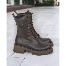 Yabisa Go Hakiki Deri Gaia Model Kadın Bot Postal Hafif Taban Su Geçirmez Kahverengi
