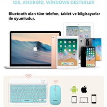 Urzuva Mk-23 Slim Bluetoothlu Kablosuz Klavye Mouse Set Mousepadli Ios Windows Android Tablet Telefon Uyumlu