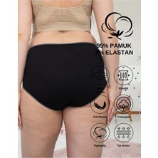 Alya Underwear Kadın Büyük Beden Yüksek Bel Külot Full Brief, 5'li Paket Kedi Baskılı Siyah