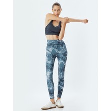 Koton Spor Tayt Yüksek Bel Soyut Baskılı Skinny Fit