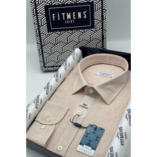 Fitmens Regular Fit Uzun Kol Keten Cepsiz Hediye Kutulu Erkek Gömlek G2238 - Bej