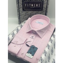 Fitmens Fitmens Klasik Uzun Kol Keten Yaka Düğmeli Hediye Kutulu Erkek Gömlek - Pembe