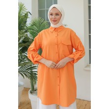 Armine Trend Gömlek Yaka Cepli Tunik Oranj 24YT470