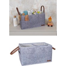 Tekno Trust 20 x 30 Keçe Derili 3 Gözlü Anne Bebek Bakım Çantası, Çok Amaçlı Düzenleyici Organizer Çanta Gri Ke