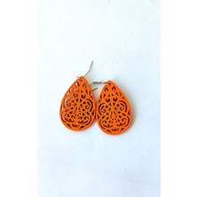 N House Otantik Desen Ahşap Küpe / El Işi /retro