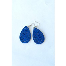 N House Otantik Desen Ahşap Küpe / El Işi /retro