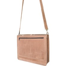 Semiramis Lilith Model Hakiki Deri Unisex Krem El Yapımı Önü Cepli Vintage Evrak Bürokrat Çantası