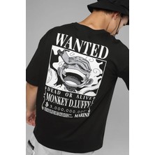 Populus Anime One Piece Luffy Wanted Ön Arka Baskılı T-Shirt