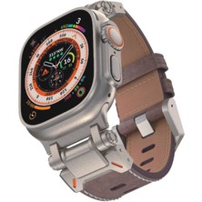 Techno Guru Apple Watch 7 45MM KRD-114 Metal Başlıklı Suni Deri Kordon