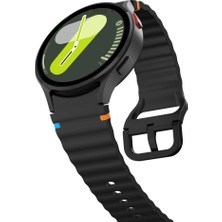 Sneezy Samsung Galaxy Watch 7 40MM-44MM Ile Uyumlu Metal Tokalı Dalgalı Spor Silikon Kordon