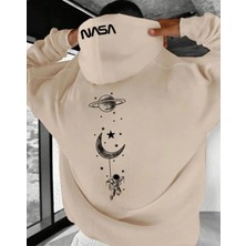 Amor Man Büyük Beden Özel Tasarım Kapüşonlu Nasa Gezegen Sırt Baskılı Modern Battal Erkek Sweatshırt