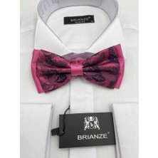 Brianze Pembe Çiçek Desenli Papyon