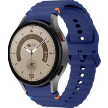 Sneezy Samsung Galaxy Watch 5 Pro 45MM Ile Uyumlu Metal Tokalı Dalgalı Spor Silikon Kordon