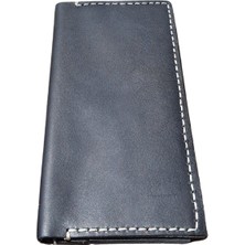 Semiramis Hestia Model El Yapımı Vintage Unisex SIYAH%100 El Dikişi Hakiki Taba Crazy Deri Cüzdan Kartlık