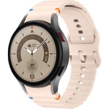 Sneezy Samsung Galaxy Watch 5 Pro 45MM Ile Uyumlu Metal Tokalı Dalgalı Spor Silikon Kordon