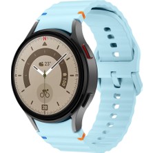 Sneezy Samsung Galaxy Watch 5 Pro 45MM Ile Uyumlu Metal Tokalı Dalgalı Spor Silikon Kordon