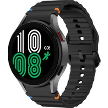Sneezy Samsung Galaxy Watch 4 40-42-44-46MM Ile Uyumlu Metal Tokalı Dalgalı Spor Silikon Kordon