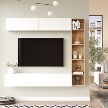 L'occi Concept Lusi Tv Ünitesi Kitaplık Duvara Monte Sepet-Beyaz Lu1-Sw