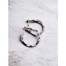 Zikzak Model Silver Renk Küçük Boy Halka Çelik Küpe